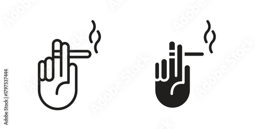 Hand holding cigarette icon for mobile app, editable designs