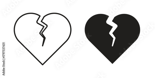 Heart Crack icon for mobile app, editable designs