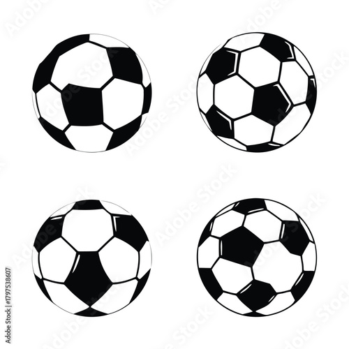 Black and White Soccer Ball Icon Set