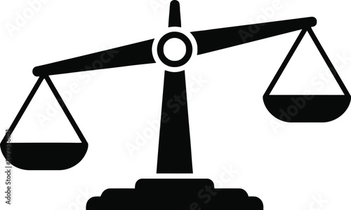 Black and white illustration of a classic balance scale