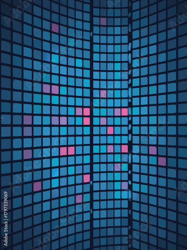 An array of illuminated orbs in shades of pink and white, arranged in a gridlike formation, creates a futuristic and captivating visual experience, hinting at advanced technology