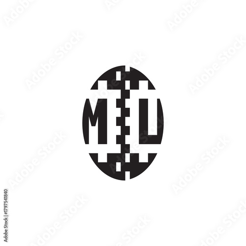 Pixel Logo Concept Bold Unique Design MU Monogram Initial Alphabet Alphabet