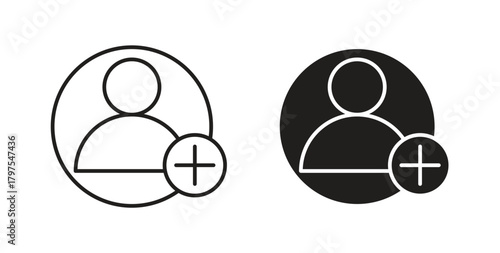 Follower icons with simple flat and thin stroke style