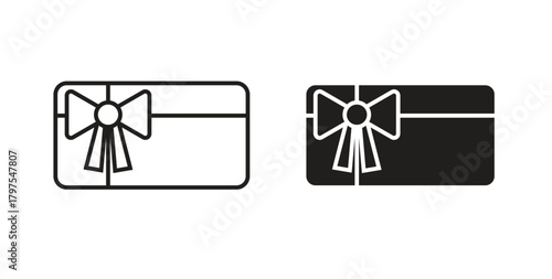 Gift card icons with simple flat and thin stroke style