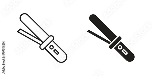 Hair curler icons with simple flat and thin stroke style