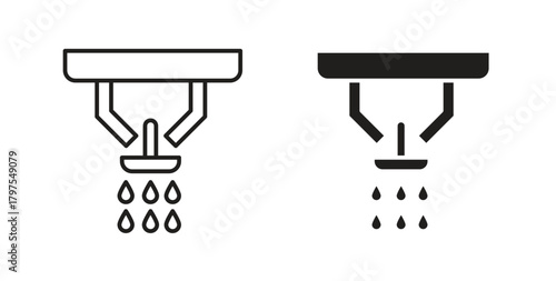 Irrigation icons with simple flat and thin stroke style