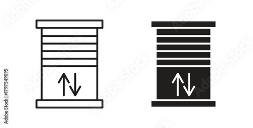 Jalousie icons with simple flat and thin stroke style