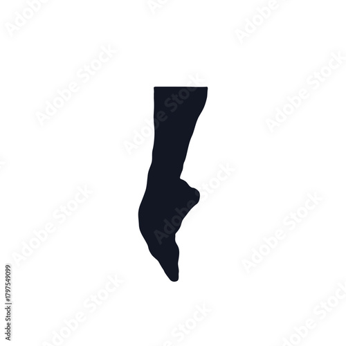 Ballet leg logo icon sign silhouette emblem. Ballerina in a classic ballet pose. Foot positions feet in pointe shoe. Fashion print for clothes greeting invitation card brand flyer banner poster cover