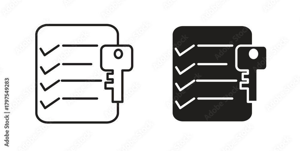 Fototapeta premium Key takeaway icons with simple flat and thin stroke style