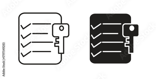 Key takeaway icons with simple flat and thin stroke style