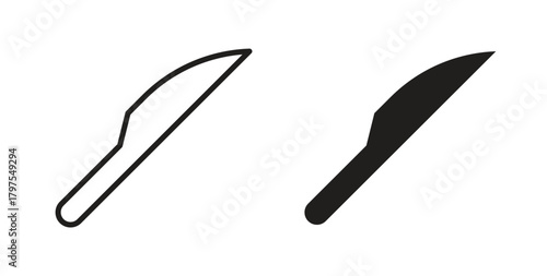 knife icons with simple flat and thin stroke style