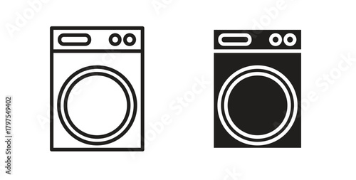 Laundry icons with simple flat and thin stroke style