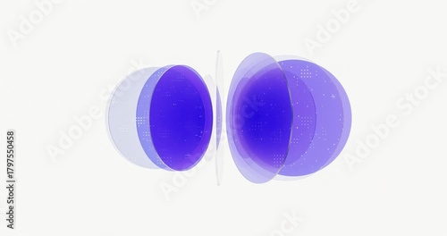 Abstract 3d dynamic layered transparent crystal glass on white background. 4k seamless loop animation.