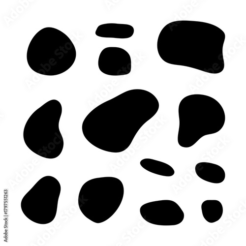 Random blotch inkblot pebble stone silhouette Natural logo icon sign. Distorted circle, doodle, minimal design concept Print for clothes paper card flyer educational biological banner poster cover ad