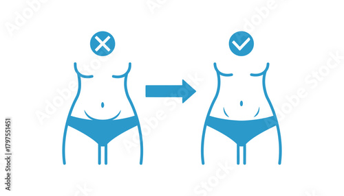 Weight loss transformation before and after body shape change