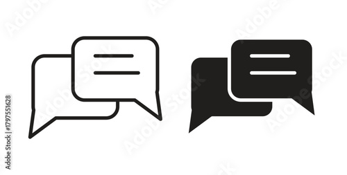 Live chat icons with simple flat and thin stroke style