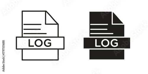 log file icons with simple flat and thin stroke style
