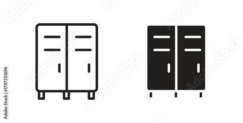 Locker icons with simple flat and thin stroke style