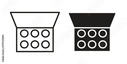 Makeup palette icons with simple flat and thin stroke style