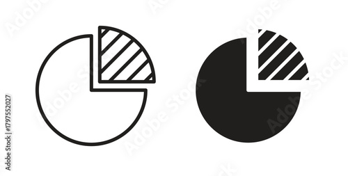 Market share icons with simple flat and thin stroke style