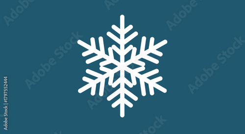A simple white stylized snowflake icon on a solid dark teal background.