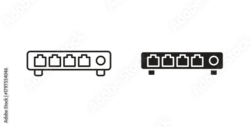 Network switch icons with simple flat and thin stroke style