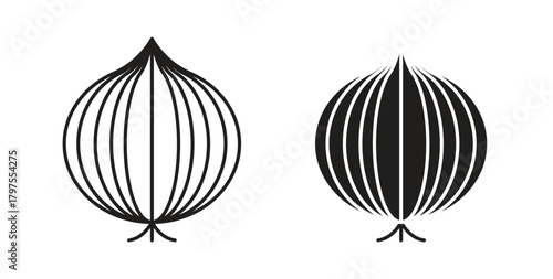 Onion icons with simple flat and thin stroke style