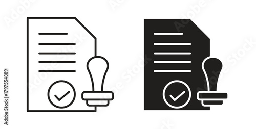 Permit icons with simple flat and thin stroke style