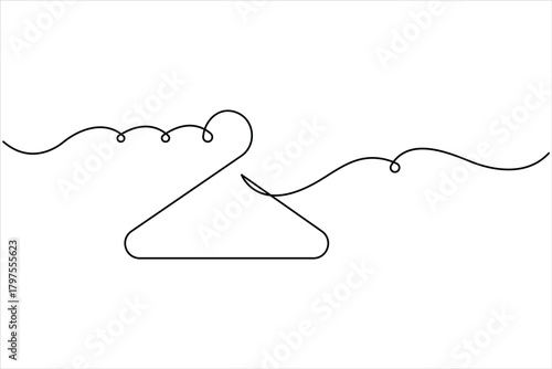 Continuous one line art drawing of clothes hangers icon in minimalist design isolate outline vector illustration