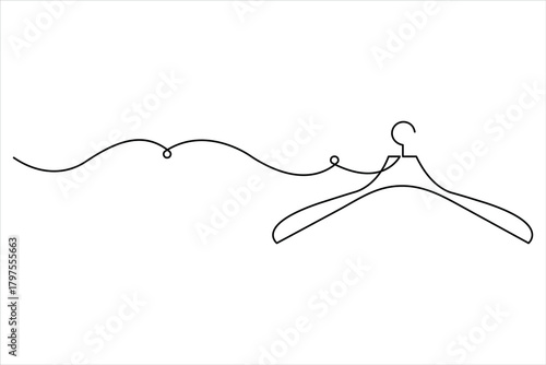 Continuous one line art drawing of clothes hangers icon in minimalist design isolate outline vector illustration