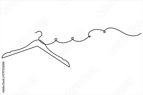 Continuous one line art drawing of clothes hangers icon in minimalist design isolate outline vector illustration