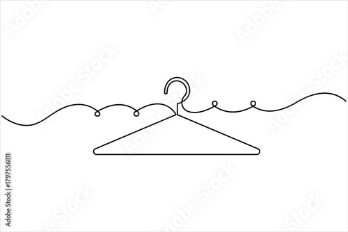 Continuous one line art drawing of clothes hangers icon in minimalist design isolate outline vector illustration