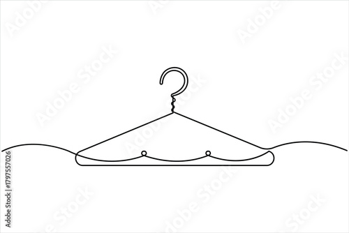 Continuous one line art drawing of clothes hangers icon in minimalist design isolate outline vector illustration