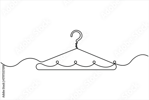 Continuous one line art drawing of clothes hangers icon in minimalist design isolate outline vector illustration