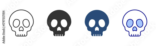 Skull Icon Set. Designed In Multi Style