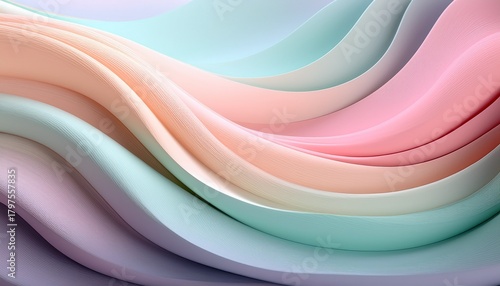 Abstract Background With Soft Pastel Waves Gradient Colors For Designing Apps Or Products