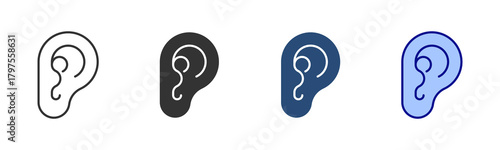 Ear Icon Set. Designed In Multi Style