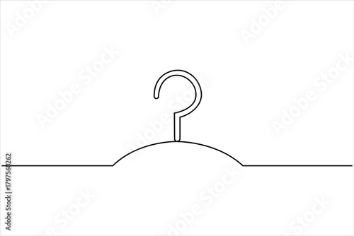 Clothes hangers continuous one line art drawing of minimalist style outline art on white background vector illustration