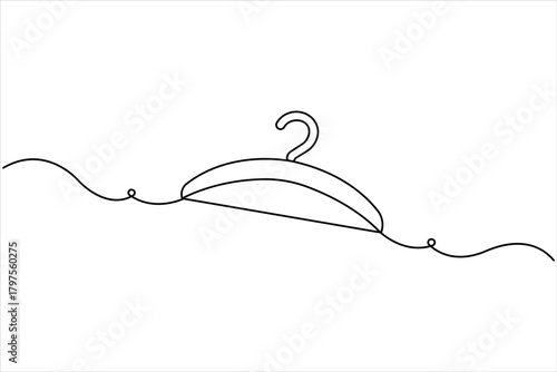 Clothes hangers continuous one line art drawing of minimalist style outline art on white background vector illustration