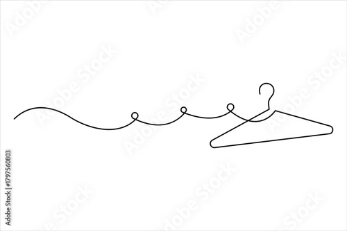 Clothes hangers continuous one line art drawing of minimalist style outline art on white background vector illustration