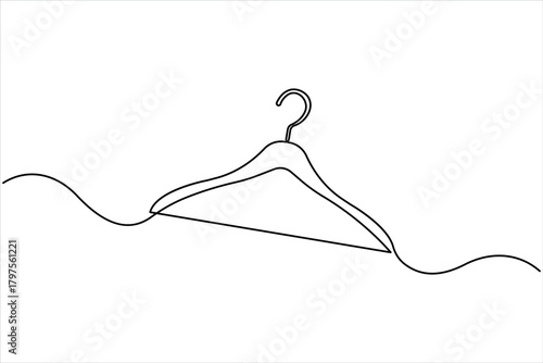 Clothes hangers continuous one line art drawing of minimalist style outline art on white background vector illustration