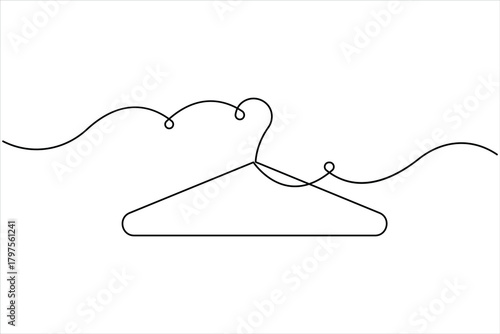 Clothes hangers continuous one line art drawing of minimalist style outline art on white background vector illustration