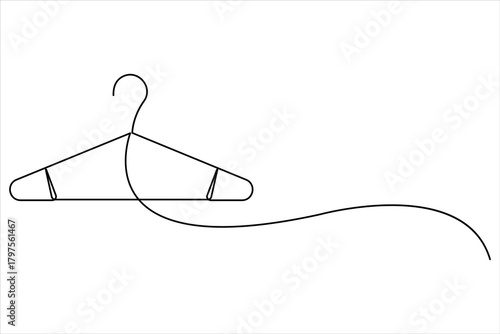 Clothes hangers continuous one line art drawing of minimalist style outline art on white background vector illustration