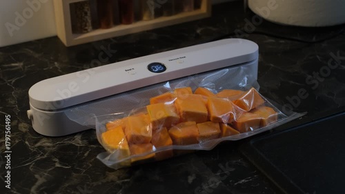 electric vacuum sealer vacuum seals diced pumpkin
