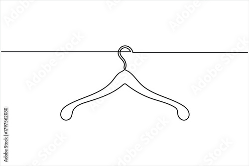 Clothes hangers continuous one line art drawing of minimalist style outline art on white background vector illustration