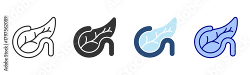 Pancreas Icon Set. Designed In Multi Style