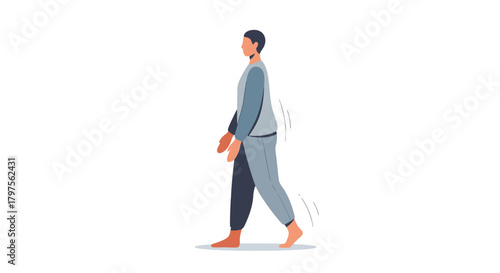 Modern Animation of a Person Walking Minimalist Design with Abstract Color Blocks