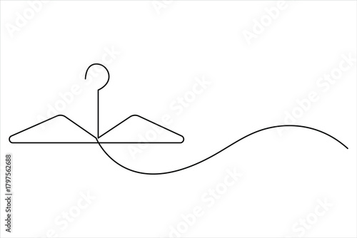 Clothes hangers continuous one line art drawing of minimalist style outline art on white background vector illustration