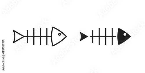 Fish skeleton icon. Symbol, logo illustration. graphic icon set