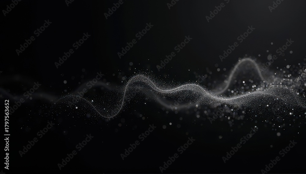 Obraz premium An abstract pattern of flowing light particles on a dark background evokes a dreamy, ethereal sense of movement and depth.